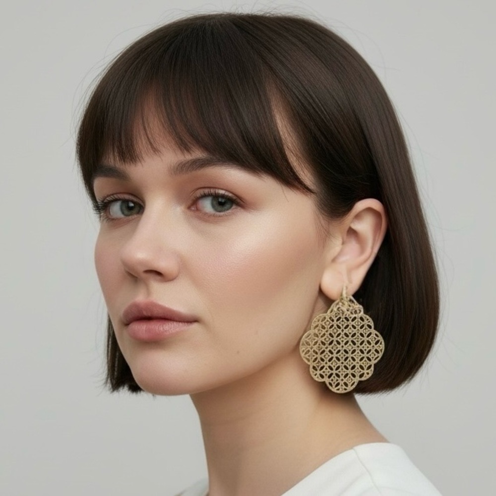 Boutique Silver Tone Round Moroccan Filigree Dangle Earrings